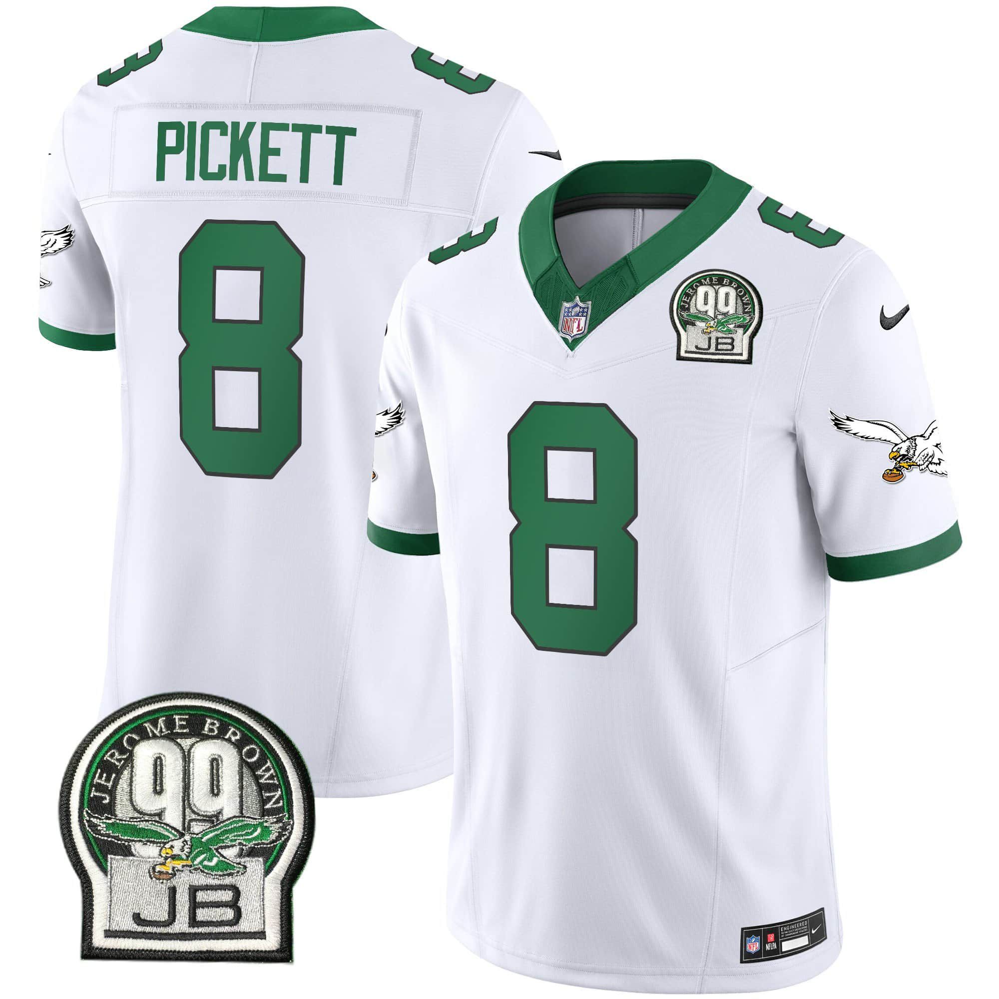 Men Philadelphia Eagles #8 Pickett White 2024 Nike Jerome Brown Patch Alternate Limited NFL Jersey->indianapolis colts->NFL Jersey